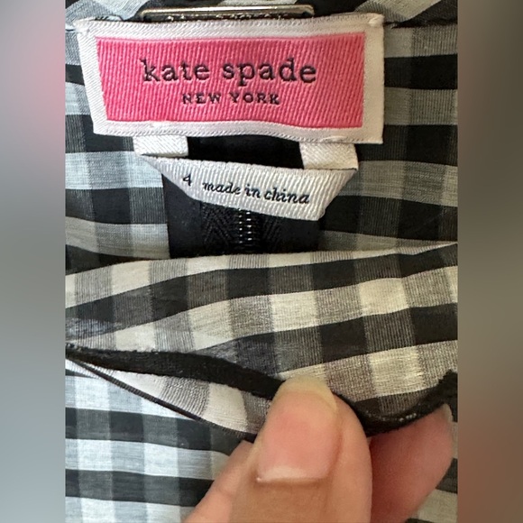 NWOT! Kate Spade Embroidered Gingham Cotton & Silk Blouse. Size 4. BRAND NEW - Picture 5 of 7